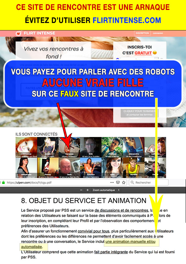 arnaques sur Flirt Intense